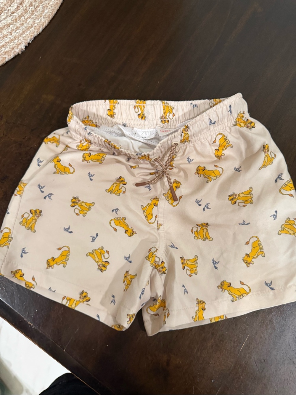 Zara Cream Shorts with Yellow Lion Print - Picture 2 of 3